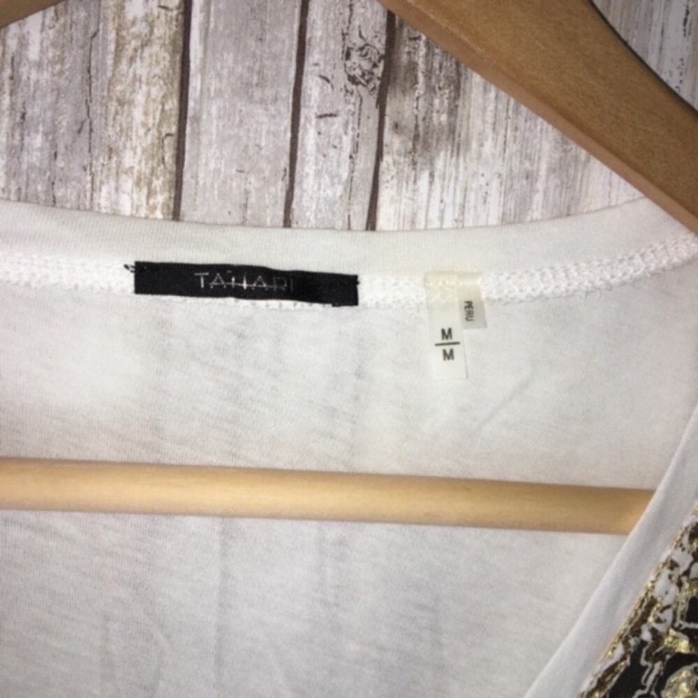 Tahari White Printed Neck Blouse - Picture 4 of 4